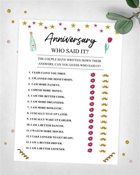 Anniversary Party Games Printable